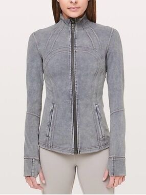 lululemon athletica Washed Light Gray Full-Zip Bomber Jacket